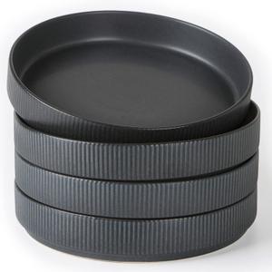 famiware Star 8.25" Pasta Bowls, Large Dinner Bowls Set of 4, Salad Bowl Plates, Shallow Bowls for Eating, Matte Dark Charcoal (Full Glaze)