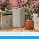 Suncast Hideaway Outdoor Trash Can with Lid - 30 Gallon Trash Can, Light Taupe, Decorative Wicker-Style Garbage Bin, Weather-Resistant Resin Fits 30-33 Gallon Bags, Ideal for Patio & Yard, Made in USA