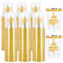 supernal 100Pack Christmas Gold Plastic Cups,Plastic Wine Glasses Disposable,Party Cup with Gold Xmas Tree Design,10 oz Fancy Disposable Cup for Christmas Holiday Hot Cold Drinks Juice