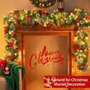 [ Timer & 8 Modes ] 9 Ft by 10 Inch 50 LED Prelit Christmas Garland Decorations Warm White Lights Thick 270 Snowy Tips 70 Red Berry 10 Pinecone Xmas Decor Garland Indoor