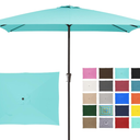 JEAREY 7.5FT Patio Umbrella Outdoor Market Umbrella with 6 Sturdy Ribs, Push Button Tilt/Crank Table Umbrella for Garden, Deck, Backyard and Pool, Navy (Teal Blue)