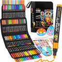 100 Colors Acrylic Paint Pens Paint Markers, 3mm Medium Tip Paint Markers for Rock Painting, Canvas, Wood, Stone, Ceramic, Glass, Fabric, DIY Crafts & Art Supplies