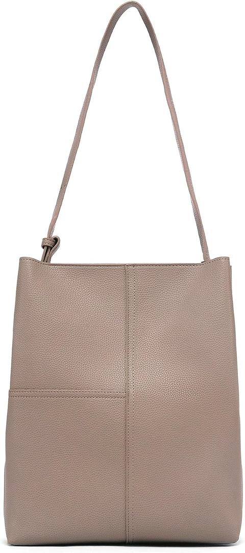 NEWBELLA Women's Vegan Leather Structured Bucket Bag | Lightweight