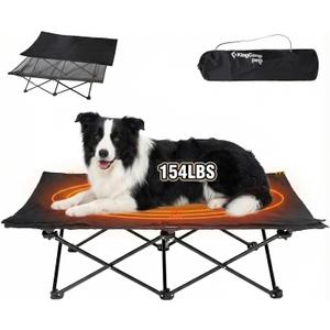 KingCamp Elevated Dog Bed for Large Dogs, Outdoor Raised Cooling Pet Cot Bed with Washable Breathable Mesh & No-Slip Feet Perfect for Camping, Backyard, Indoor Use (Large, Black)