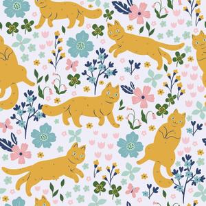 CRE8TIVE Yellow Cat Wallpaper Stick and Peel Kitten Butterfly Floral Peel and Stick Wallpaper for Bedroom 12"x118" Self Adhesive Renter Friendly Animal Cat Contact Paper for Cabinets Kids Room Nursery