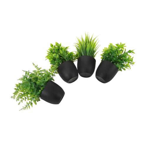 Outanaya 4pcs Artificial Succulents Black Pots Realistic Faux Bonsai Plants for Home Office and Bathroom Decor Lifelike Simulation Plants for Indoor Decoration
