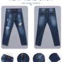 Woenzaia Mens Jeans Slim Fit Skinny Denim Stretch Tapered Jean Pants (Blue, L)