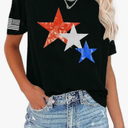 American Flag Patriotic T-Shirt for Women 4th of July Shirts Graphic Tees USA Flag Short Sleeve Shirt Tops
