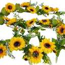 Winlyn 6' Long Artificial Sunflower Garland Hanging Sunflower Vine Greenery Garland with 49 Pcs Sunflower Heads for Fall Autumn Holiday Wedding Arch Home Mantel Doorway Table Backdrop Decoration