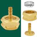 Joywayus Brass 1/4" Barb x 3/4GHT Thread Swivel Knurling and Hex Garden Water Hose Pipe Repair Connector Fitting with Stainless Clamp (4PCS)
