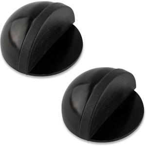2pcs Floor Door Stopper, No-Drill Adhesive Door Stopper for Bottom of Door Stainless Steel Half Dome Rubber Bumper Doorstop Wall Protector for Living Room, Bedroom, Bathroom, Office (Black)