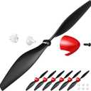 Riakrum Spare Rc Plane Propellers Airplane Carbon Fiber Nose Cone Compatible with Tr-p51 Rc Plane 4 Channel Remote Control Airplane with Propeller Savers and Adapter (6 Sets)