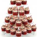 Goaste 4 Tier Acrylic Cupcake Tower Stand, 12 Inch Square Tower Cupcake Display Holder, Clear Dessert Pastry Tower with Rod Feet for 52 Cupcakes, Display for Wedding, Birthday Party, Baby Shower