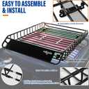 PINGDIR Roof Rack Basket 51" X 36" X 5" Rooftop Rack Cargo Carrier Universal, Waterproof Cargo Bag 44 * 35 * 16", Cargo Net with Attachment Hooks, 2 pcs Ratchet Strap,Roof Pedal