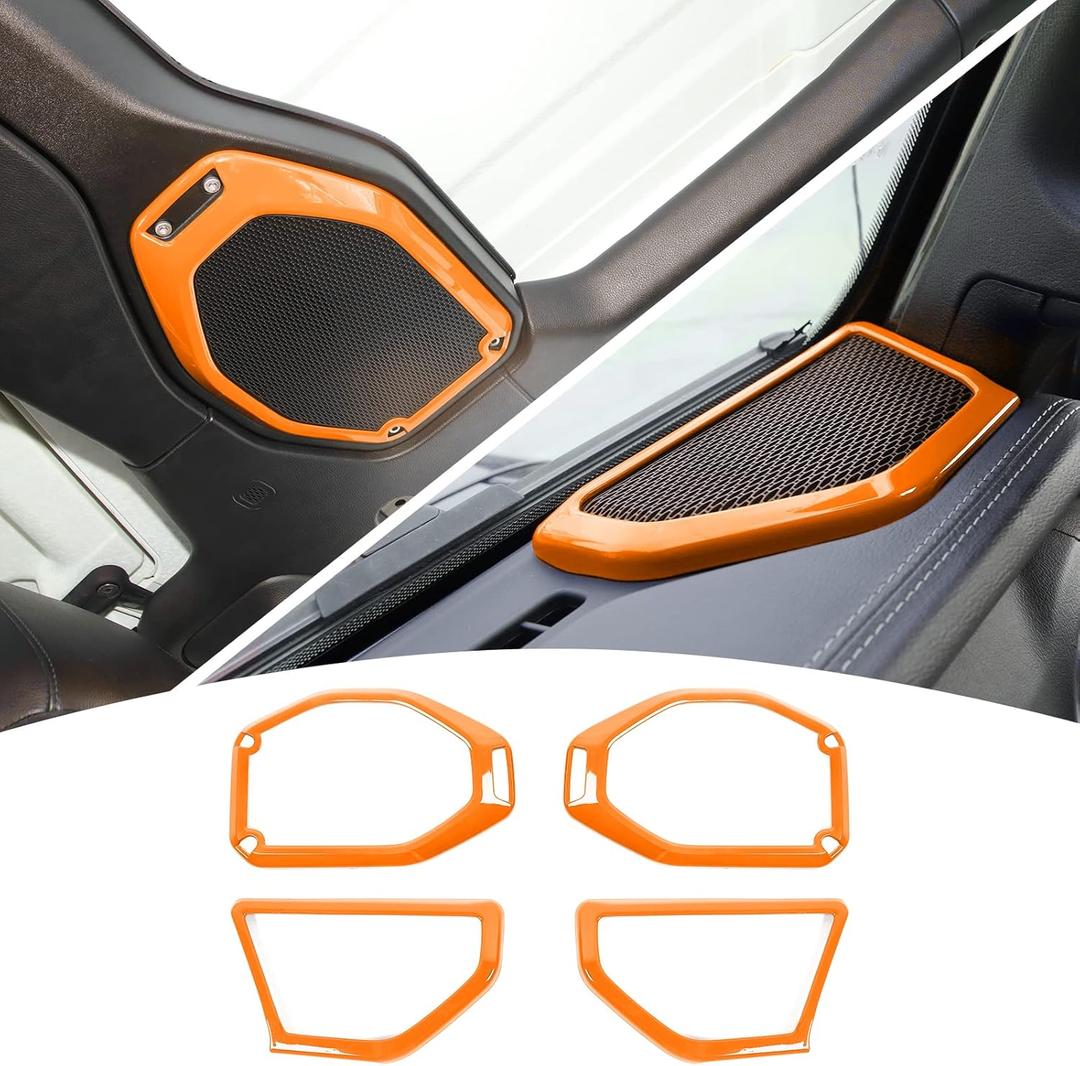 JeCar Orange Interior Speaker Cover Bezel Trim Kit for 2018-2023 Jeep Wrangler JL JLU & Gladiator JT Interior Accessories