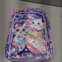 KLFVB Girls Toddler Cat Backpack, Water Resistant Sequins Kindergarten Bookbag, 13" Preschool Backpacks for Little Kids  Cat Purple