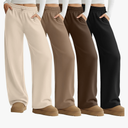 Velvelhall 4 Pack Women's Wide Leg Sweatpants Drawstring Lounge Joggers for Women Straight Pants Elastic Waist with Pockets(Black, Brown, Khaki, Apricot), Size: 3XL
