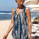 MODLILY Tummy Control Womens Tankini Swimsuits, Two Piece Metal Ring Bathing Suits, Tank Top with High Waisted Boyshorts, L