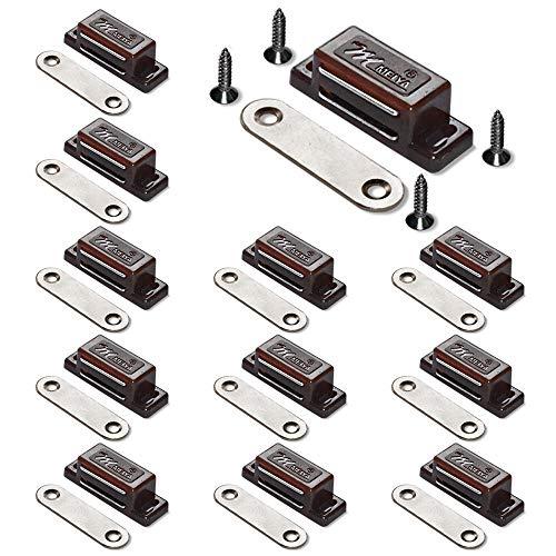 12Pack Magnetic Door Catch - 15lb High Magnetic Plastic Heavy Duty Latch for Kitchen Bathroom Cupboard Wardrobe Closet Closures Cabinet Door Drawer Magnets Screws Included