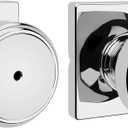 Kwikset Maven Interior Privacy Door Knob with Lock, Square Door Handle for Bathroom and Bedroom, Polished Chrome Keyless Turn Lock Doorknob, with Microban Protection