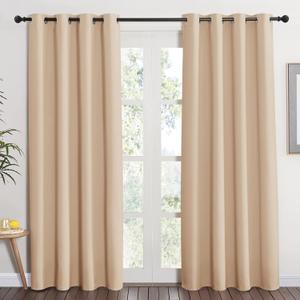 NICETOWN Room Darkening Biscotti Beige Curtain - Modern Design Light Reducing & Privacy Protection Short Window Drape/Drapery for Kid's Adult Room, 52x84 inches, 1 Piece,
