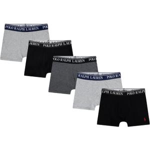 POLO RALPH LAUREN Boys' 5-Pack Boxer Briefs (Grey/Black), XL