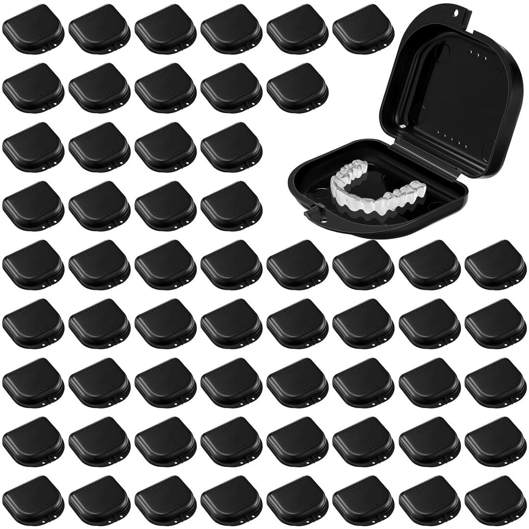 Sherr 120 Pcs Dental Retainer Case with Holes Black Denture Case/Mouth Guard Container/False Teeth Container/Multicolored Retainer Holder for Travel Office Home