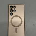 Magnetic for Samsung Galaxy S22 Ultra Case [Compatible with MagSafe][Built-in Camera Lens Protector] Slim Soft Silicone Bumper Shockproof Metallic Luster Phone Case (Gold)