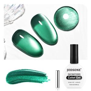 3 x JODSONE Green Cat Eye Gel Nail Polish with Magnet 16.5ml Single Color Magnetic Gel Polish for Holographic Glitter Cat Eye Reflective Translucent Need U V Lamp