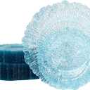 U-QE 60PCS Clear Blue Plates - Glitter Blue Plastic Hanukkah Plates Disposable&Reusable - Heavy Duty Plastic Plate for Hanukkah, Party&Wedding Including 30 Dinner Plate 10" & 30 Appetizer 7"