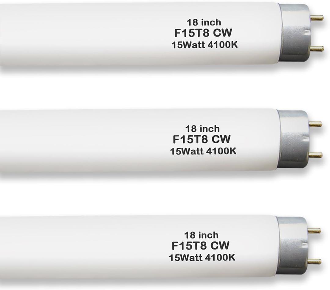 18" F15T8/CW RV Fluorescent Light Bulb,T8 15 Watt Cool White Tube,Replacement Bulb for Philips Alto ECO GE Staco Light Fixture,G13 Bi-Pin Base,4100K (3PACK)