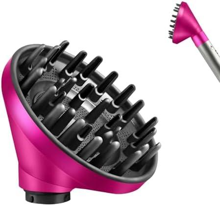 Upgraded Diffuser Attachment for Dyson Airwrap - Converts to Hair Dryer, Faster and Define Curls, Heat Resistant Nylon Fiber Nozzle Attachments, Rose Red