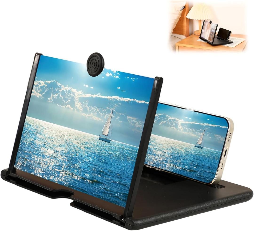 Smartphone Screen Magnifier, 3D HD Mobile Phone Magnifier Projector Screen Enlarger for Movies, Videos, and Gaming, Foldable Cell Phone Stand with Screen Amplifier, Supports All Smartphones (12Inch)