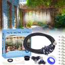 Tesmotor Misting Cooling System, 49FT Misting Line + 16 Brass Nozzles Outdoor Misters for Cooling, Misting System for Patio Garden Lawn Pool Umbrella Trampoline