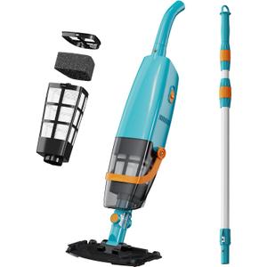 LVKE Cordless Handheld Pool Vacuum with Telescopic Pole, Rechargeable Battery, 60 Mins Runtime, High-Efficiency Screen and Sponge, Ideal for Spa, Hot Tub, Above-Ground & In-Ground Pools, Lake Blue