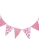 Strawberry Party Decorations Strawberry Red Gingham Fabric Banner 11 Pcs Cotton Fabric Flags Pennant Garlands for Berry First Birthday Party Baby Shower Outdoor and Home Decorations