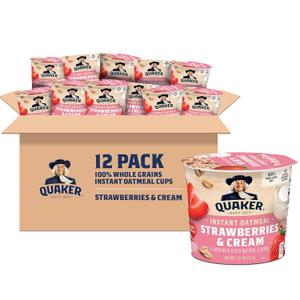 Quaker Express Cups, Strawberry & Cream, 12 Count (EXP 01/28/26)