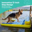 Swonder 70" Inflatable Dog Boat Ramp & Dog Pool Ramp – Heavy Duty Floating Water Ladder for Dock, Pontoon, or Pool with Non-Slip EVA Step, Weight Bags – Stable Dock Ramp for Large Dogs (70"L x 40"W x 12"H)