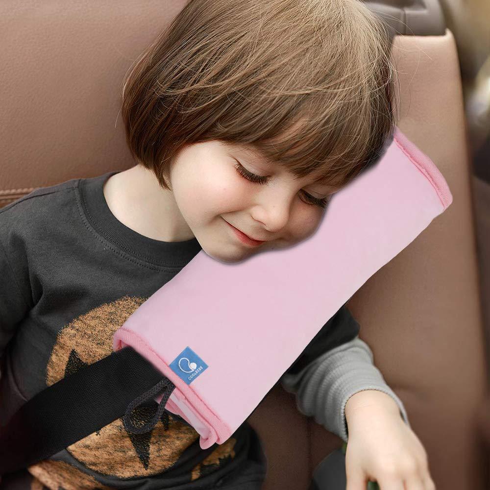 COOLBEBE Seat Belt Pillow for Kids, Extra Soft Toddler Travel Pillow for Car Seat, Universal Carseat Strap Cushion Pads for Childs Baby People Adults, Pink, Large (Pack of 1)