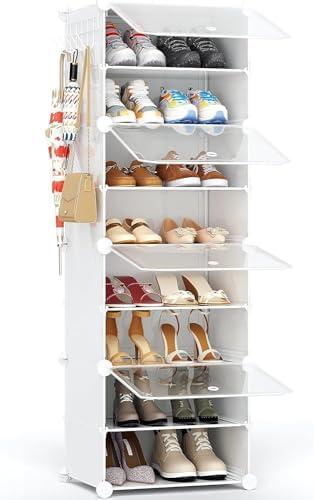 HOMICKER Shoe Storage,8 Tier Shoe Rack Organizer for Closet Shoe Cabinet with Door Shoe Shelves for Closet,Entryway,Hallway,Bedroom