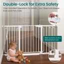 Cumbor 30.4-56.8" Extra Wide Baby Gate for Stairs, Dual Lock & Self-Closing Dog Gate Indoor, Easy Install Pet Gate for Doorways & Wide Openings, Easy Walk Thru Safety Proofing for Babies & Pets, White