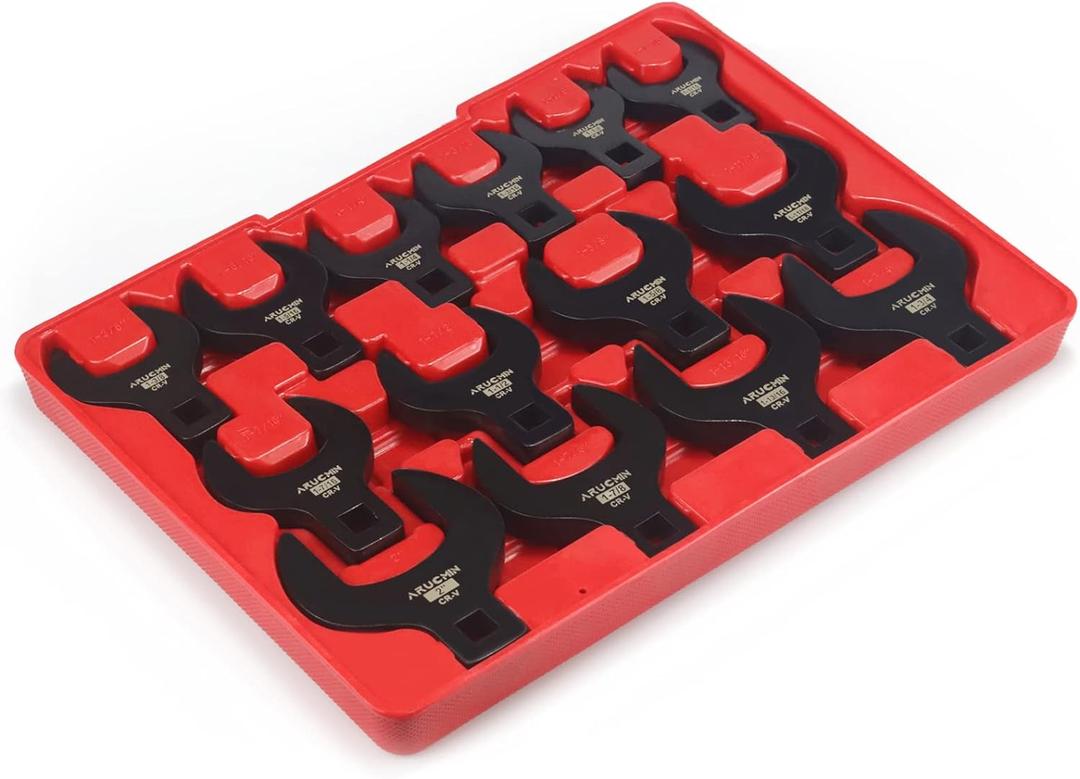 14-Piece Jumbo Crowfoot Wrench Set,1/2" Drive SAE Crowfoot Wrenches 1-1/16" to 2" Chrome Vanadium Steel Crows Foot Wrench Set