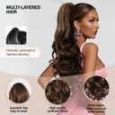 ZQIAN BEAUTY 24 Inch Ponytail Extension, Clip on Ponytails for Women, Long Curly Wavy Ponytail Extensions for Women, Synthetic Layered Pony Tails Hair Extensions (Color: Brown with Blonde Highlights)