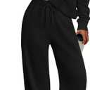 PRETTYGARDEN Women's 2 Piece Outfits Spring Sweatsuits Oversized Hoodies Wide Leg Sweatpants Tracksuits Lounge Matching Sets (XX-Large, Black)