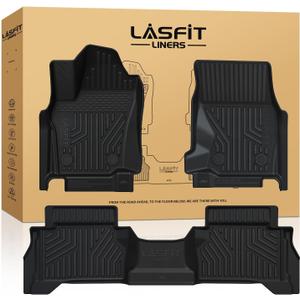 LASFIT Floor Mats for Toyota Tacoma 2024 2025 Double Cab (Not fit Hybrid) All Weather Floor Liner for Tacoma TRD/SR/SR5/limited TPE Custom Fit Car Mats Front&Rear 2 Row Mats,Black (Automatic Trans)
