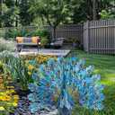 YEAHOME Garden Decor Outdoor Statues, 22.4" Large Metal Peacock Standing Yard Art, Blue Green Bird Lawn Sculptures Garden Decor for Outside Patio Porch Backyard