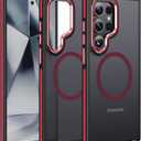 JAME for Samsung Galaxy S24 Ultra Case, [Compatible with Magsafe] [Military Grade Protection] [Anty-Slip Grip] Gorgeous Protective Camera Bezel Galaxy S24 Ultra Magnetic Translucent Matte Case, Red