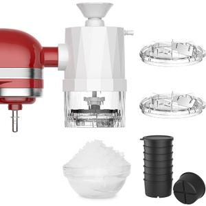 Shaved Ice Attachment for KitchenAid Stand Mixer, Snow Cone Machine for KitchenAid Make Fluffy & Light Shave Ice for Stand Mixers, 8 Molds, 2 Blades