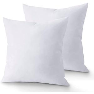 QUBA LINEN 18 x 18 Throw Pillow Insert - Pack of 2 White, Down Alternative Pillow Inserts for Decorative Pillow Covers, Throw Pillows for Bed, Couch Pillows for Living Room (Pack of 2)