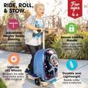 KIDDIETOTES 3-D Hardshell Luggage Scooter for Kids - Lightweight Rideable Luggage for Kids - Fits in Overhead Bins - LED Light Up Wheels